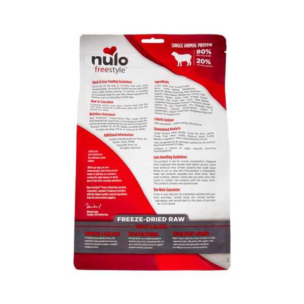 Nulo Freestyle Grain-Free Lamb with Raspberries Recipe Freeze-Dried Dog Food For Discount