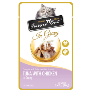 Fussie Cat Premium Tuna with Chicken in Gravy Wet Cat, 2.47-oz Pouch Supply