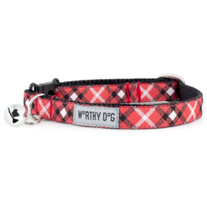 The Worthy Dog Bias Plaid Red Cat Collar Supply