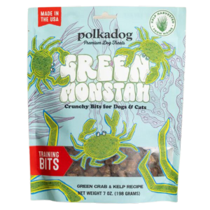 Polka Dog Green Monstah Bits Crunchy Dog Treats 7oz Hot on Sale