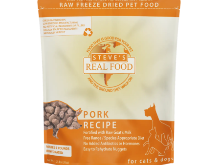 Steve s Real Food Freeze-Dried Raw Dog and Cat Food Nuggets Pork, 1.25 lbs Fashion