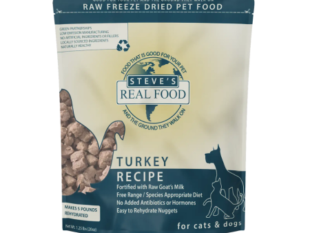 Steve s Real Food Freeze-Dried Raw Dog and Cat Food Nuggets Turkey, 1.25 lbs For Discount