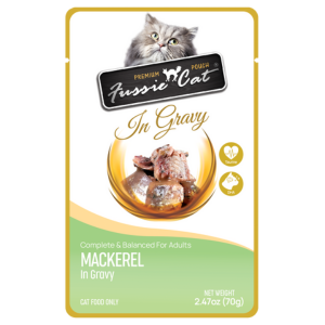 Fussie Cat Premium Mackerel in Gravy Wet Cat, 2.47-oz Pouch Online Hot Sale